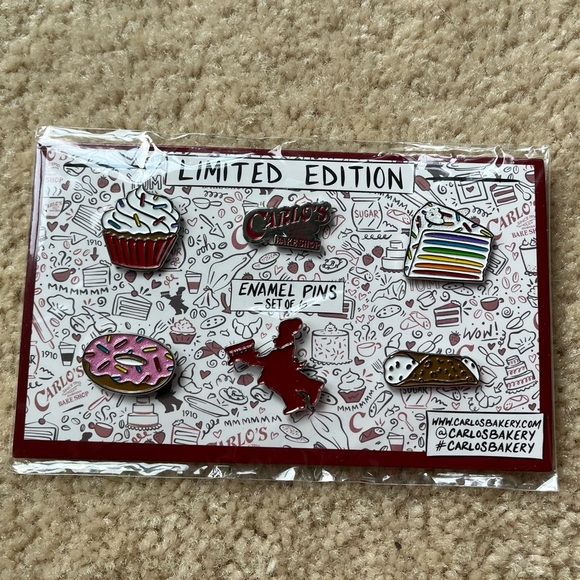 NEW Set of 6 Carlo's Bake Shop Enamel Pins - Cake Boss Hoboken NJ - Picture 1 of 2